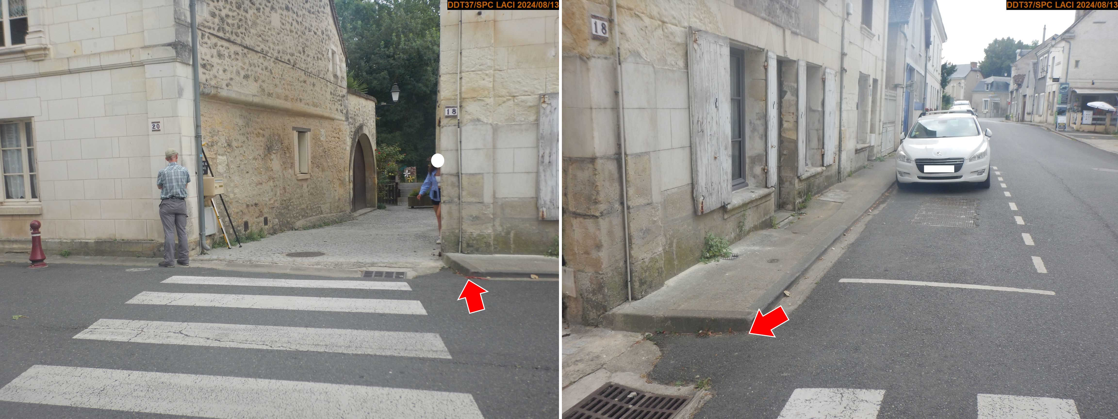 Vue du site en 2024, avec le repère de la crue de 2016